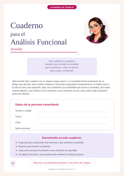 Portada de la bitácora Análisis funcional de la ansiedad