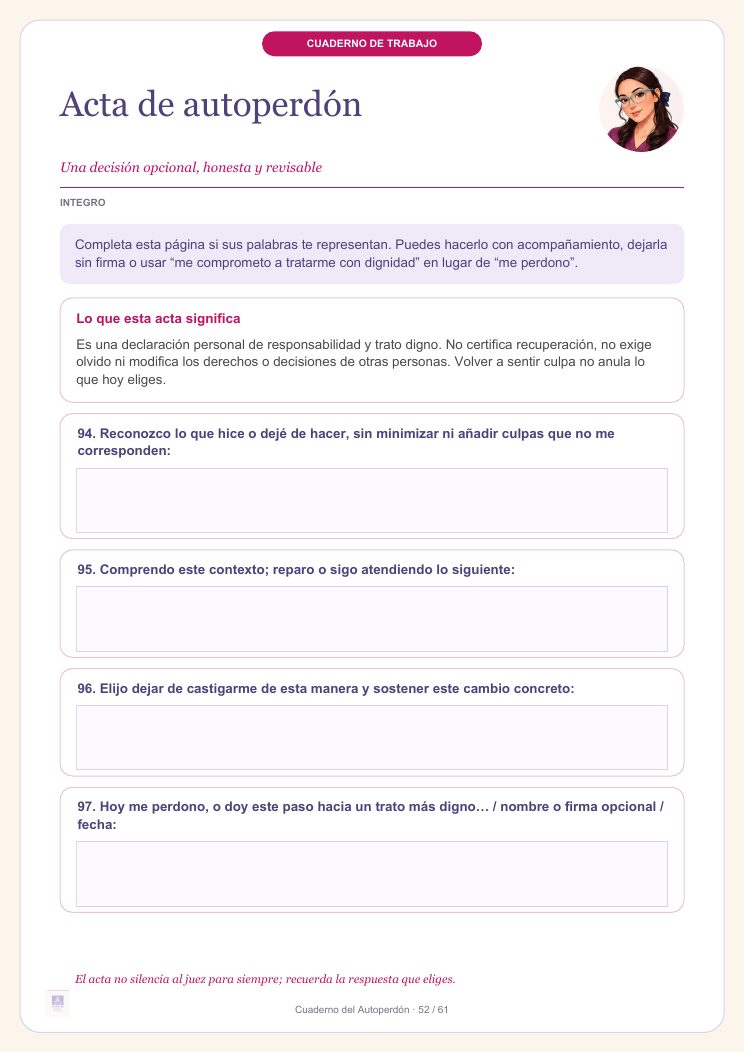 Página Acta de autoperdón